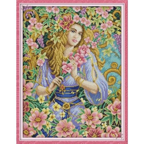 Joy Sunday New Cross Stitch Kits Flower Fairy Needlework DMC 11&14 CT DIY Handmade Embroidery Kits For Room Decor and Gift