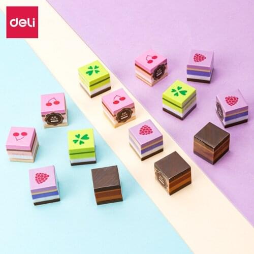 Deli Cute Eraser 16pcs Cake Shape Food Eraser for Kids Cute Stationery School Supplies Novelty Items for Girls Wholesale Items