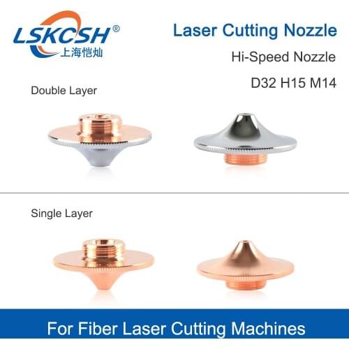 LSKCSH 10Pcs/lot Raytools Fast Laser Nozzle D32 H15 M14mm 0.8-4.0 Single/Double Layer For Raytools Fiber Laser Cutting Head
