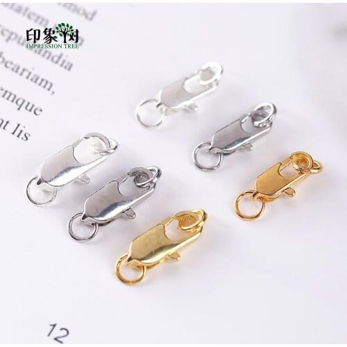 10Pcs/Lot 14X5 12X4mm Metal Lobster Clasps Claw Hooks With Rings Silver Gold Rhodium Plated DIY Jewelry Components Makings 11000