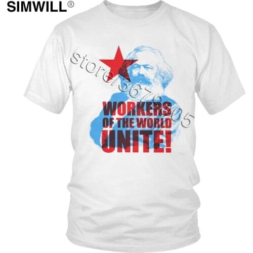 Fashion Karl Marx T Shirt Men Workers Of The World Unite T-Shirt Short Sleeves Communism Marxism Socialism Tee Top Gift Apparel