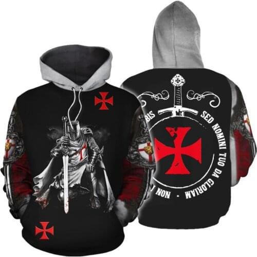 Cool black Templar Order Hoodies Men Women Fashion Casual Hooded Sweatshirts Streetwear Oversized Pullover Outerwear