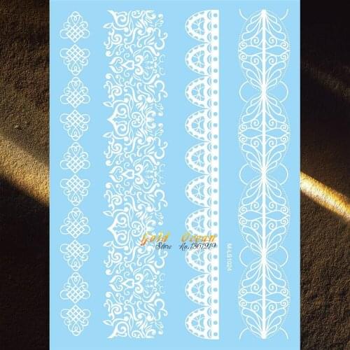 Fashion WOmen Lace Mehndi Temporary Tattoo Women Body Art Arm Fake Flash Tattoo Wedding Brides Party 20x15CM Bracelets Tattoos