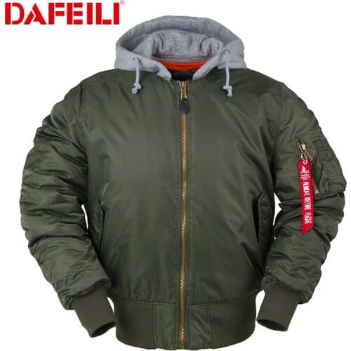2019 Winter oversized with hooded streetwear hip hop army military coats clothes bomber flight air force pilot jacket men