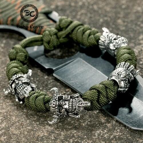 Norse Vikings Pirate Bracelets Men Navy Woven Lanyard Survival Rope Bangle Antique Viking Warrior Accessories homme Jewelry Gift