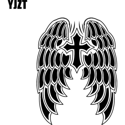 YJZT 13.3*17.7CM Huge Holy Jesus Wings Decal Black/Silver Silhoutte Vinyl Covering The Body Car Sticker C20-1244