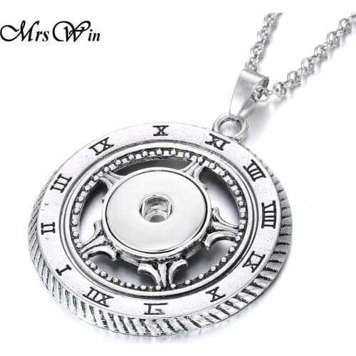 2019 New Snap Jewelry Vintage Round Snap Button Necklace Pendants Fit 18mm Snap Buttons Jewelry for Men Women Jewelry