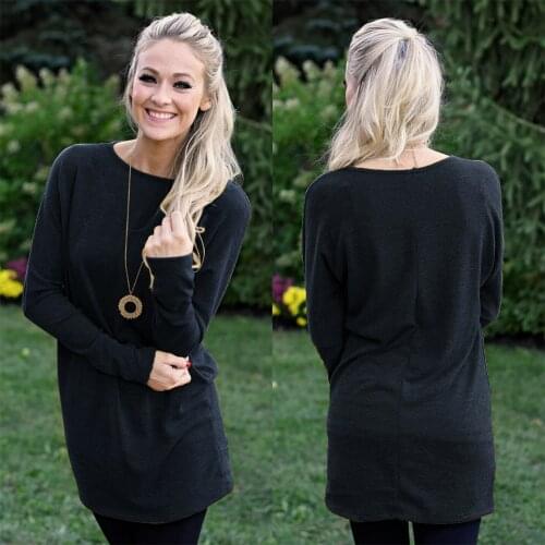 New Fashion Autumn Women Loose Knitted Sweater Short Dress Casual Solid Color Ladies Long Sleeve Bottoming Dresses
