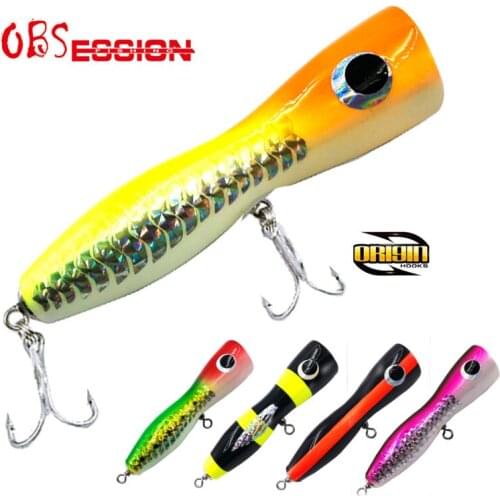 OBSESSION 65g Topwater Wooden Popper Stickbait Surface Popping Lure Deep Sea Boat Fishing Bait Origin Hook Artificial Crankbai