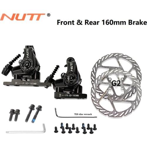 NUTT Bike Alloy Mechanical Disc Brake Bilateral 160 MM Calipers Rotor Set BMX Scooter Front Rear MTB Mountain Bicycle Parts