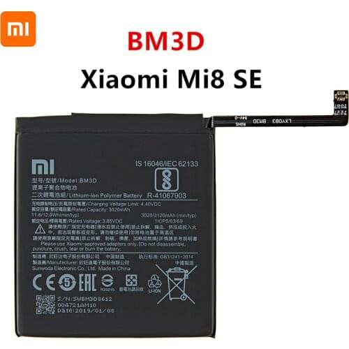 Xiao mi 100% Orginal BM3D 3020mAh Battery For Xiaomi Mi 8 SE Mi8 SE Mi8SE BM3D High Quality Phone Replacement Batteries