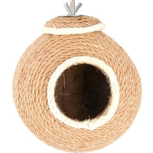Parrot Supplies Decorations Screw Type Chew Toy Birds Nest Habitats Toys Hemp Rope Woven Version Hamster Coconut Shell House