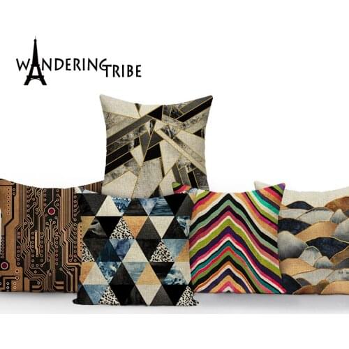 Scandinavian geometric print colorful home sofa cushions 2018 New cushion custom linen outdoor decorative cushion covers