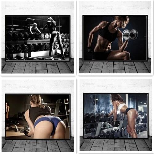 Sexy Bodybuilding Girl Fitness Sports Posters Gym Motivational Canvas Painting and Prints Cuadros Modern Wall Art Pictures Decor