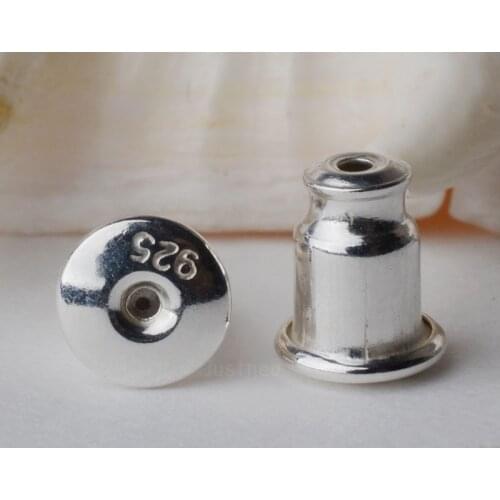 Earnut, solid 925 sterling silver earring backs,earring friction back stopper for stud earrings, 1 pair
