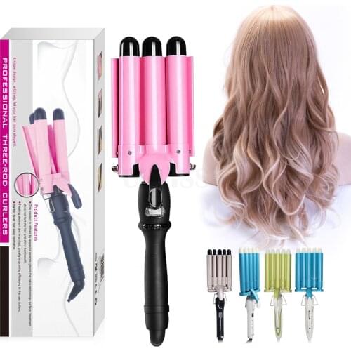 3 Barrel Curling Iron Wand Ceramic Hair Waver Hair Waving Salon Styling Tools Crimper Tourmaline Triple Barrels Hair Curler