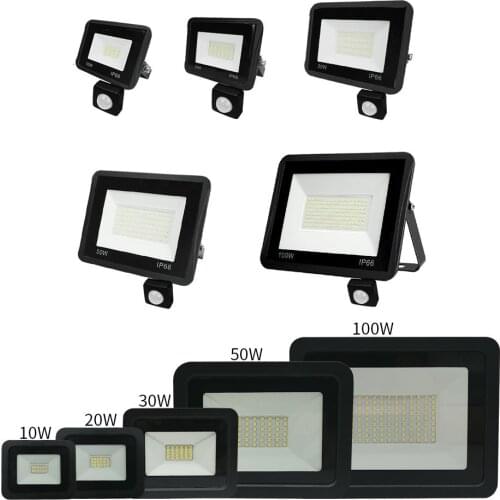 10W 20W 30W 50W 100W LED Floodlight ac175-265V Waterproof optional PIR Motion Sensor Outdoor Wall Lamp Flood Light Spotlight