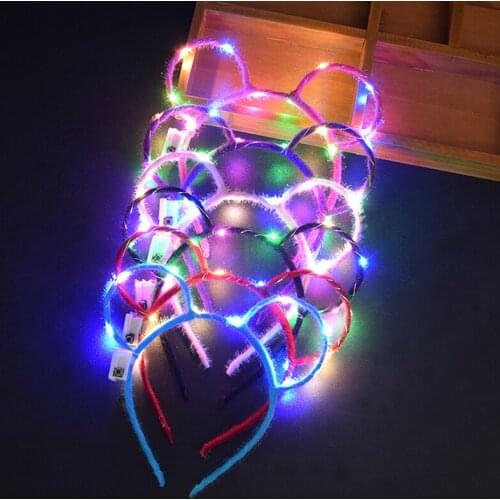 12pcs Luminous LED Antlers Monkey Headband Ear Headwear For Adult Girls Women Children Flash Gifts Toys Festival Costume Party