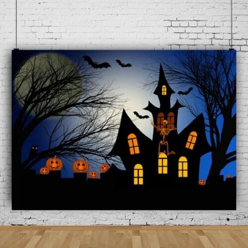 Cartoon Halloween Castle Night Carnival Studio Photography Background Vinyl Party Decors Photo Video Backdrop Photocall