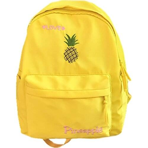 5PCS / LOT High Capacity Casual Nylon Women Backpack Cute Cartoon Fruit Bird Embroidery Girl Student Shoulder School Backpack