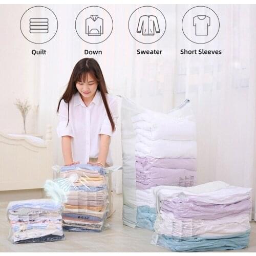 High Capacity Vacuum Bag Storage Bag Transparent Border Foldable Clothes Organizer Home Seal Compressed Travel Saving Bag