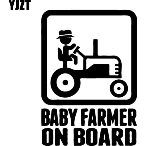 YJZT 10.1CM*14CM BABY FARMER ON BOARD Vinyl Car Sticker Decal Black/Silver C10-00097
