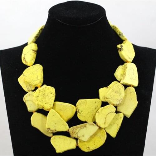 Superior Yellow Chunky Statement Necklace Natural Stone Stone Bold Party Necklace Jewelry 5 Colors Free Shipping TN143