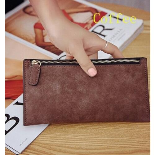 Women Purse Wallet Vintage Card Phone Storage Bag Long PU Leather Wallets Zipper Handbag NIN668