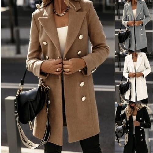 Retro Elegant Women Nizi Coat Over The Knee Long Sleeve Loose Long Jacket Solid Color Double-breasted Windbreaker Autumn Simple