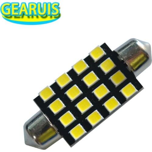 10pcs C5W Festoon Canbus 16 SMD 2835 LED 120MA No error 31mm 36mm 39mm 41mm 16SMD 16LED Dome lights reading lamp white 12V