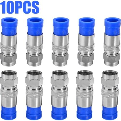 10pcs Universal Compression Connectors for RG6 F Coaxial Cable RG6 F Coupled Plastic Sleeve Connector Accessories
