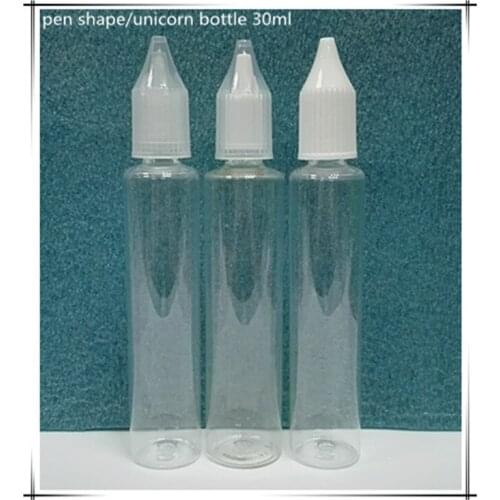 30ml /1oz essential oil bottle PET unicorn pen shape container childproof cap 500pcs/lot