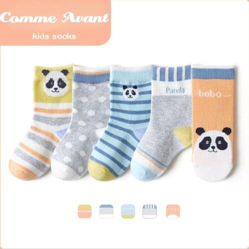 5 Pairs/lot NEW Autumn Kids Boys Cotton Socks Girls Warm Mid Socks Cartoon Stripe Sports Children Socks For 1-12 Years Old