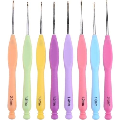 8Pcs/Set Plastic Handle Sewing Kit Weave Crochet Hooks Kit Aluminum Knitting Needle Yarn Stitching Sewing Needles
