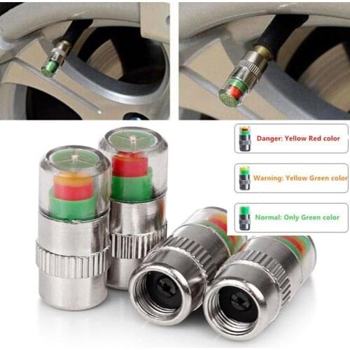 4pcs/8pcs Car Tire Valve Stem Caps Auto Tire Pressure Indicator Tire Pressure Gauge Alert Monitoring Valve Cap Car Wheel Valve