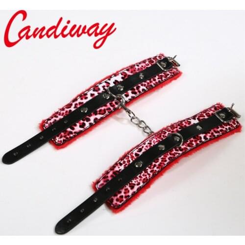 Bondage Boutique Wrist Cuffs Faux Leather Ankle-cuffs Restraint Fetish Cosplay cop bdsm sex toy for couple handcuffs leopard