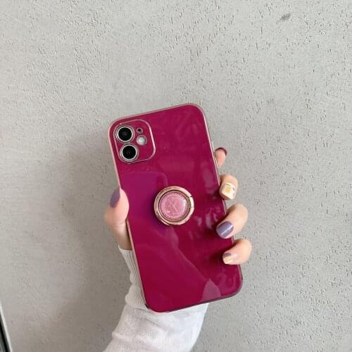 Ring Stand Holder Plated Case For iPhone 11 12 Pro Max XR Luxury Gold Electroplated Cover Cases for iPhone 8 Plus 7 XS X SE 2020