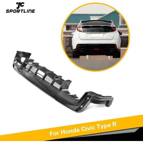 For Honda for Civic Type R 2017 2018 Hatchback 4-Door Rear Bumper Diffuser Lip Spoiler Splitters Carbon Fiber