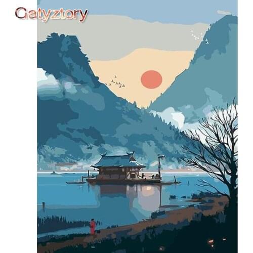 GATYZTORY Frame Seascape Oil Painting By Numbers DIY Scenery Paint By Numbers On Canvas Frameless Landscape Digital Hand Paintin