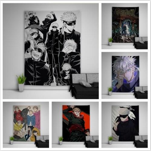 Jujutsu Kaisen Satoru Gojou Itadori Yuuji Tapestry Art Wall Hanging Sofa Table Bed Cover Home Decor Dorm Gift
