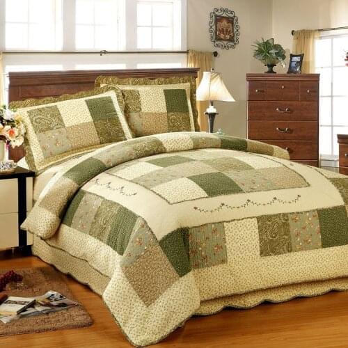 Pastoral Cotton Bedspread Quilt Set 3pcs Coverlet 4pcs Bedding Europe Patchwork Quilts Duvet Cover Bed Pillowcase King Size