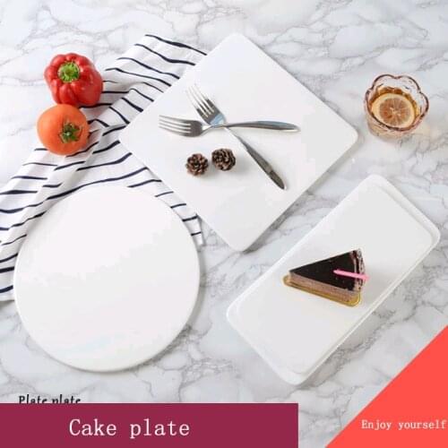Ceramic Western flat baking tableware square rectangular round flat plate cake dessert bread plate Japanese caviar sushi plate