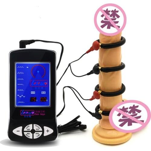 Electric Shock Penis Ring Electro Stimulation Cock Rings Medical Therapy Massager Silicone Cock Ring Sex Toys For Men