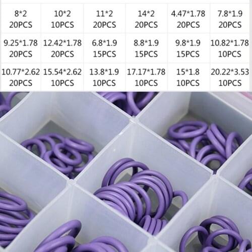 O-Ring Seal Kit Assortment Set R134a R12 HNBR Rubber For Car Automotive A/C Air Conditioning System Red/Green/Purple