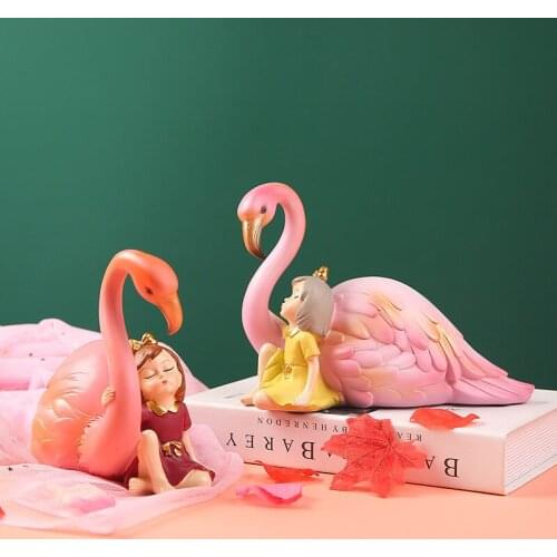 Flamingo posing creative resin crafts flamingo girl home customers decorate the girls birthday gift