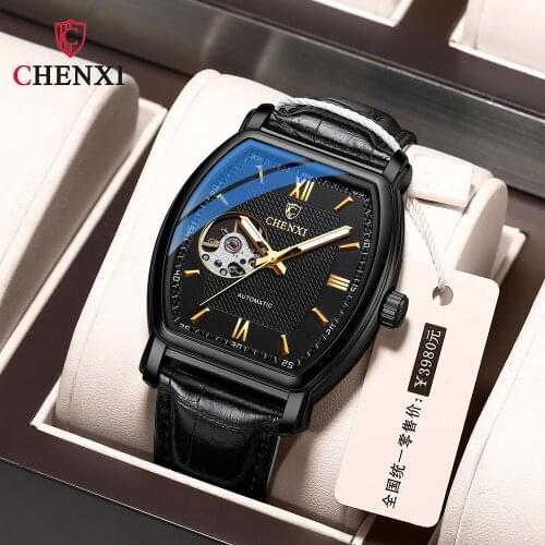 2021 Fashion Mens Automatic Mechanical Watch Leather Sports Watches Top Brand Luxury Waterproof Business Wristwatch Mens Clock