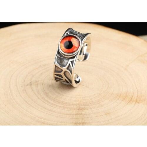 S925 Sterling Silver Jewelry Demon Eyes Retro Personality Trend Hip Hop Thai Silver Ring Men and Women