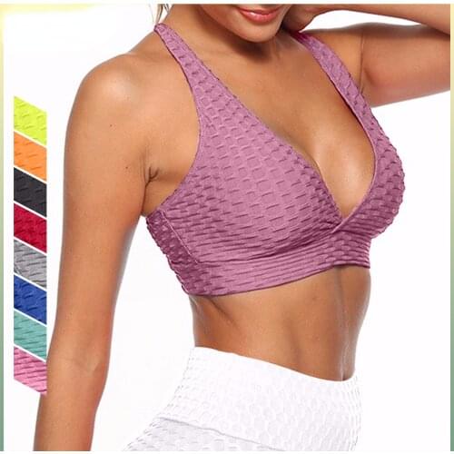 2021 New Womens Yoga Bubble Jacquard Sports Solid Color No Steel Ring Bra Vest