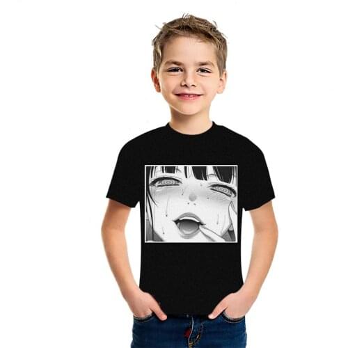 Young US Ahegao1 2021 Summer New Children 3D Printed T-Shirt Boys And Girls Original Comfortable Short Sleeve Casual Top