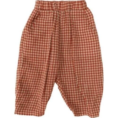 2021 Spring Summer New Girls Plaid Ruffle Girls Pants Kids Loose Childrens Casual Pants Boys Trousers Full Length Lantern Pants